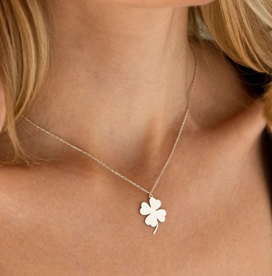 925 Sterling Silver 4 Leaf Clover Charm Necklace
