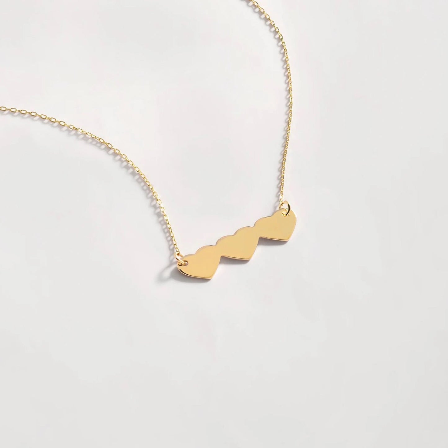 925 Sterling Silver 3 Heart Elegant Charm Necklace