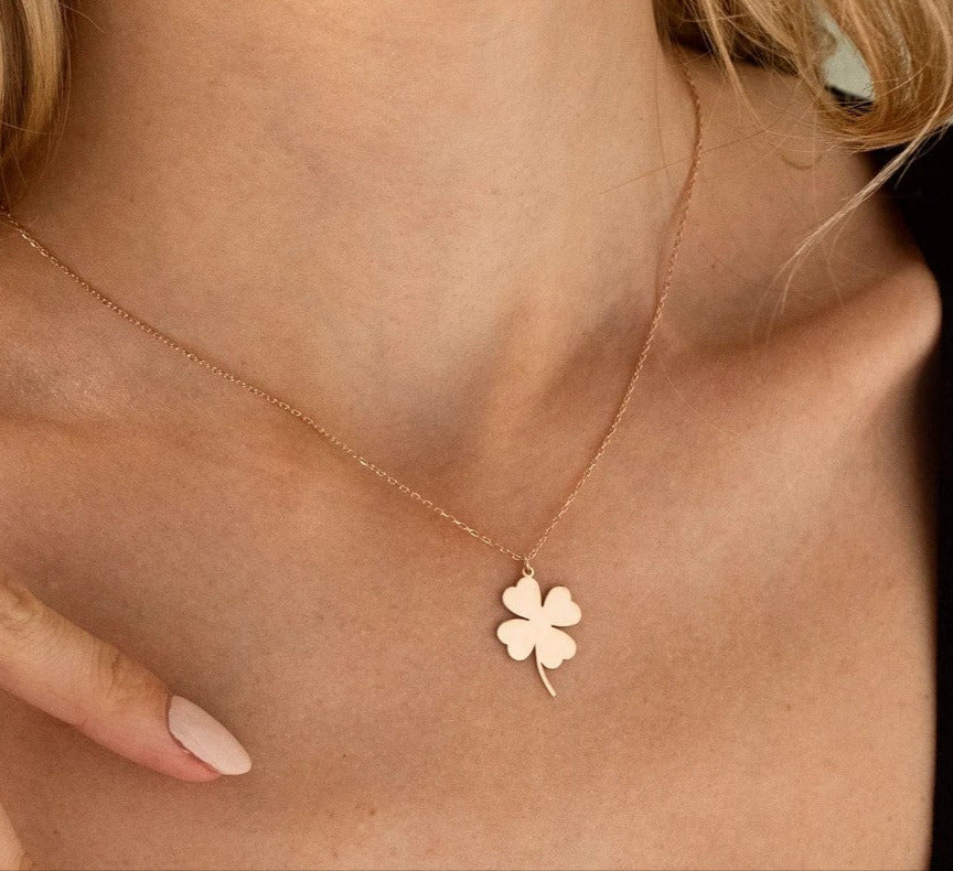 925 Sterling Silver 4 Leaf Clover Charm Necklace