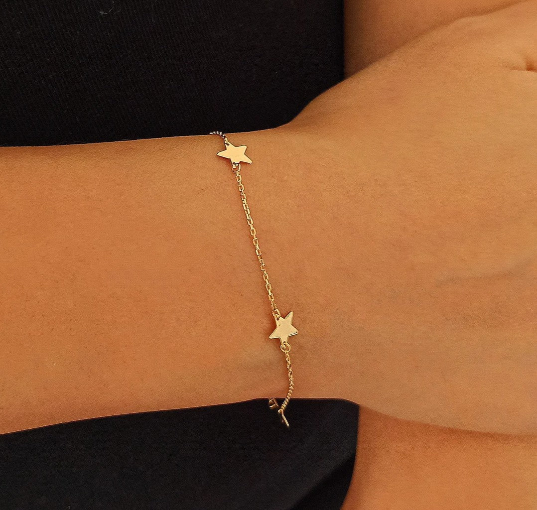 925 Sterling Silver 5 Star Elegant Bracelet