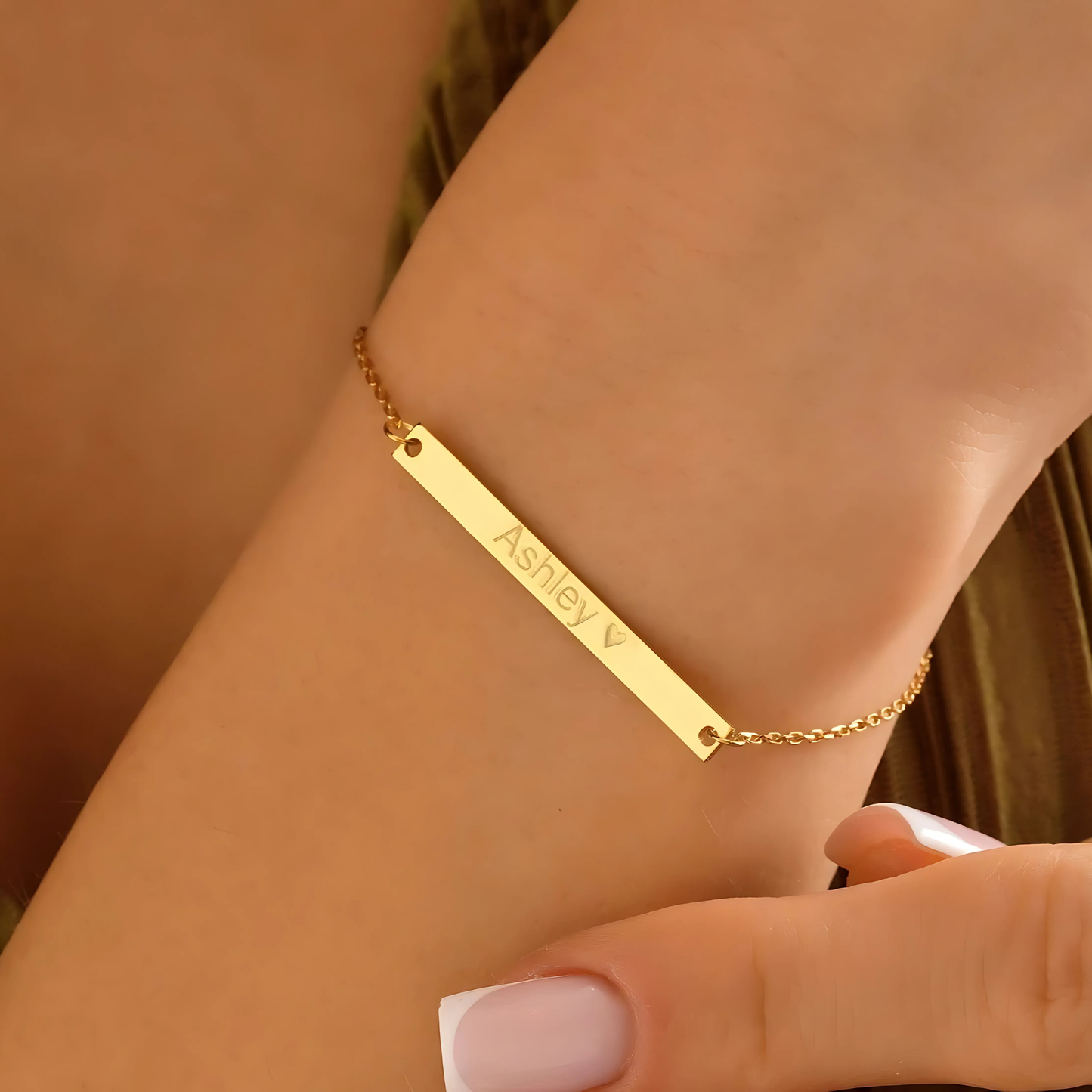 925 Sterling Silver Personalized Nameplate and Date Written Bracelet