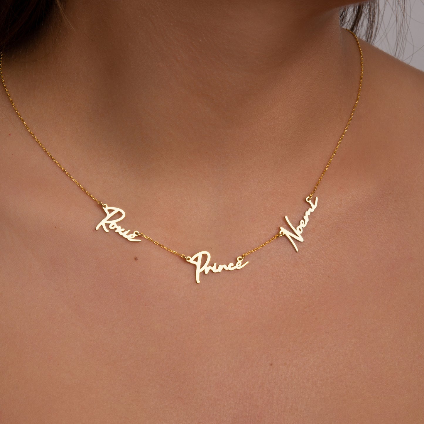 925 Sterling Silver Personalized 2-Piece 3-Piece 4-Piece Name Written Necklace