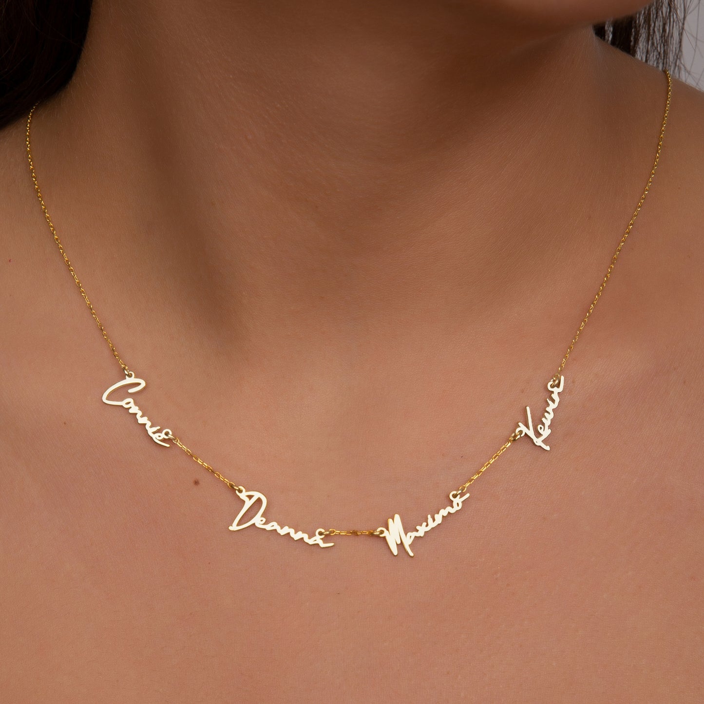 925 Sterling Silver Personalized 2-Piece 3-Piece 4-Piece Name Written Necklace