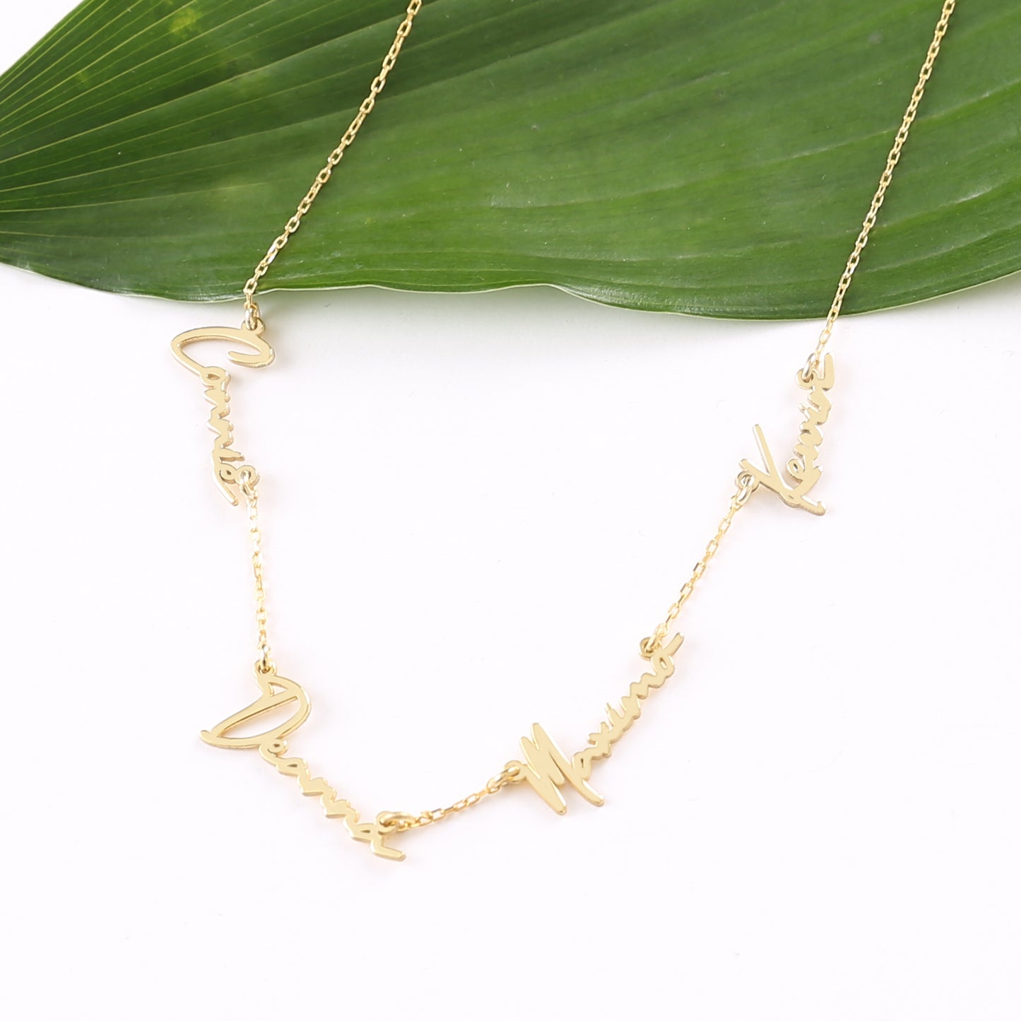 925 Sterling Silver Personalized 2-Piece 3-Piece 4-Piece Name Written Necklace