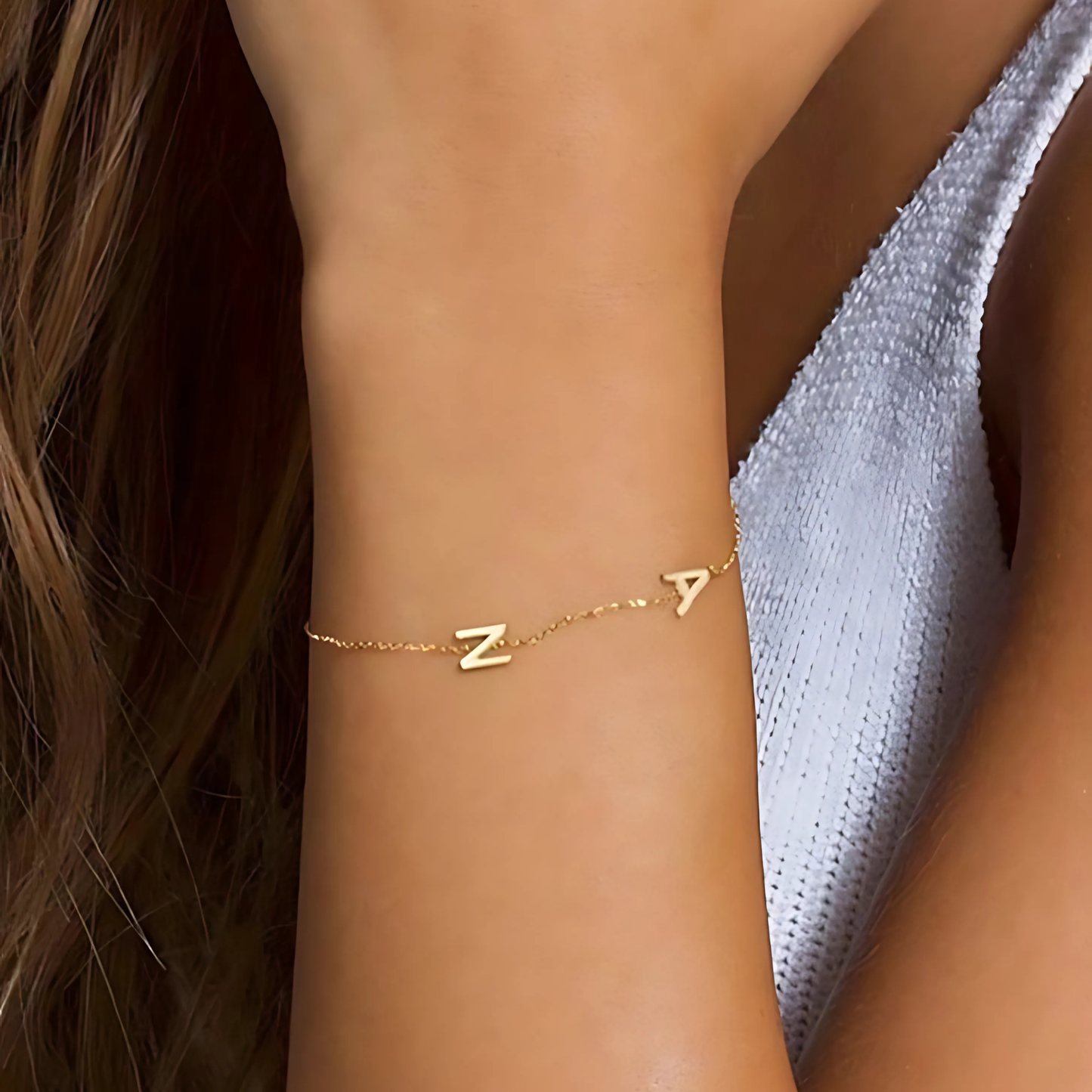 925 Sterling Silver Personalized Letter and Name Written Bracelet