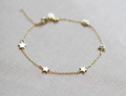 925 Sterling Silver 5 Star Elegant Bracelet 
