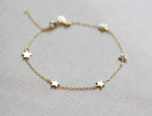 925 Sterling Silver 5 Star Elegant Bracelet 