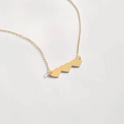925 Sterling Silver 3 Heart Elegant Charm Necklace