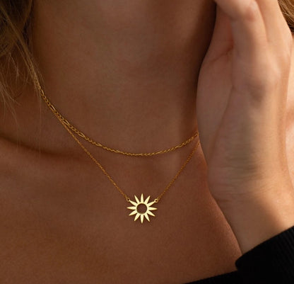 925 Sterling Silver Sun Symbol Charm Necklace