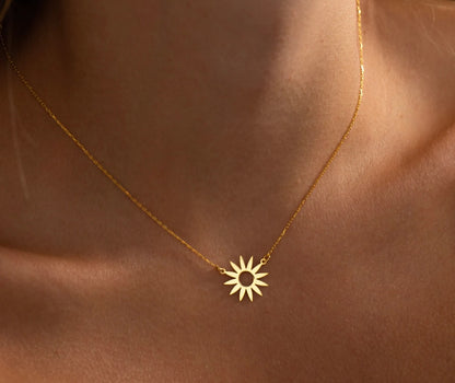 925 Sterling Silver Sun Symbol Charm Necklace