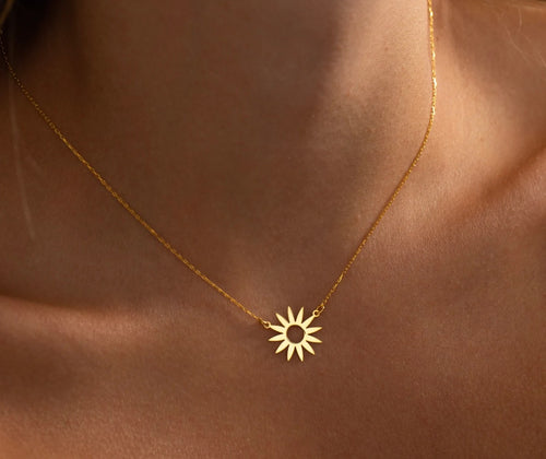 925 Sterling Silver Sun Symbol Charm Necklace