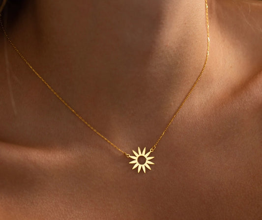 925 Sterling Silver Sun Symbol Charm Necklace