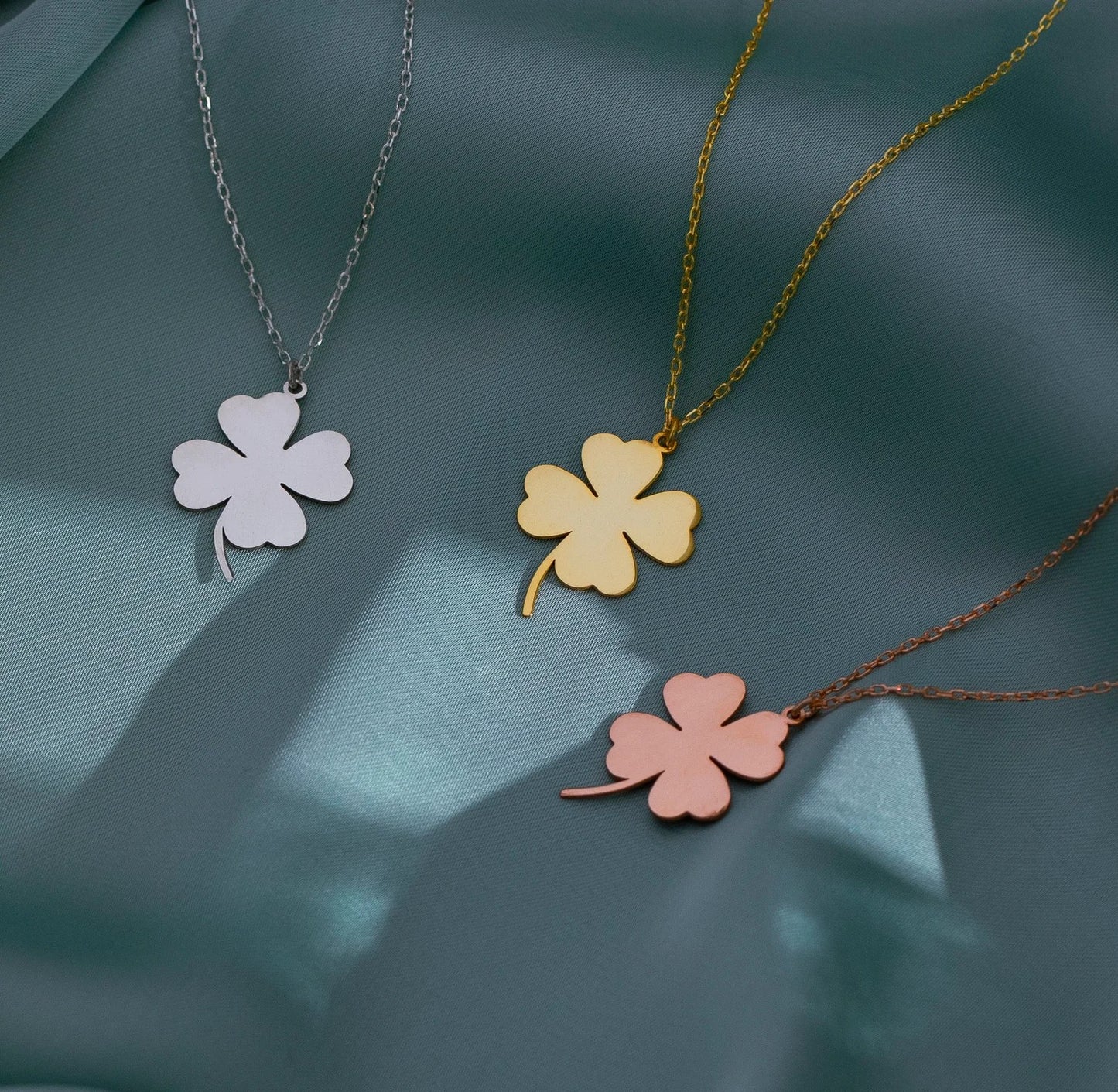 925 Sterling Silver 4 Leaf Clover Charm Necklace