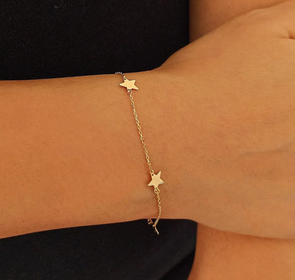 925 Sterling Silver 5 Star Elegant Bracelet 