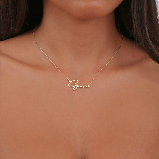 925 Sterling Silver Personalized Handwritten Name Necklace 