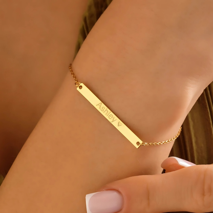 925 Sterling Silver Personalized Nameplate and Date Written Bracelet 