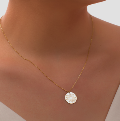 925 Sterling Silver Sun Symbol Charm Necklace