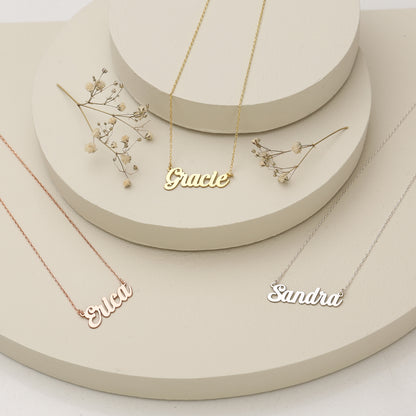 925 Sterling Silver Personalized Handwritten Name Necklace 