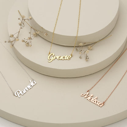 925 Sterling Silver Personalized Handwritten Name Necklace 