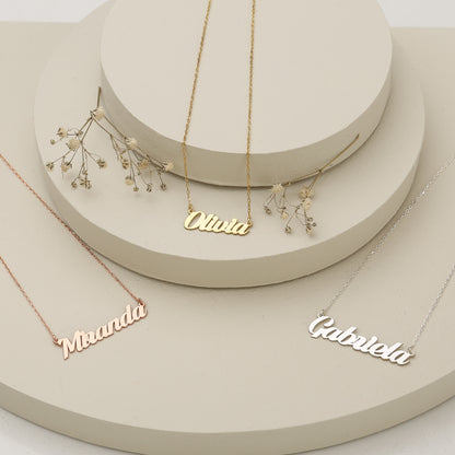 925 Sterling Silver Personalized Handwritten Name Necklace 