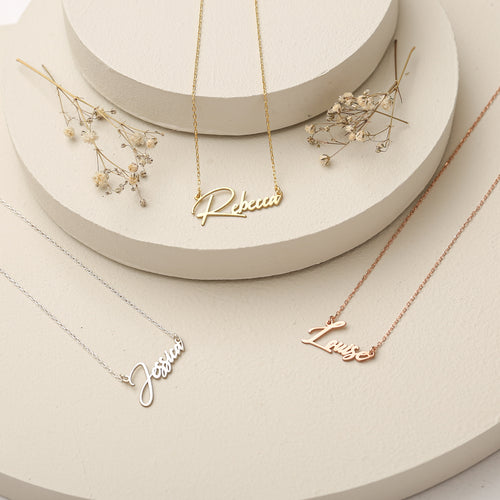 925 Sterling Silver Personalized Handwritten Name Necklace 
