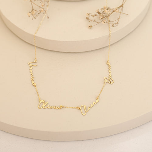 925 Sterling Silver Personalized 2-Piece 3-Piece 4-Piece Name Written Necklace 