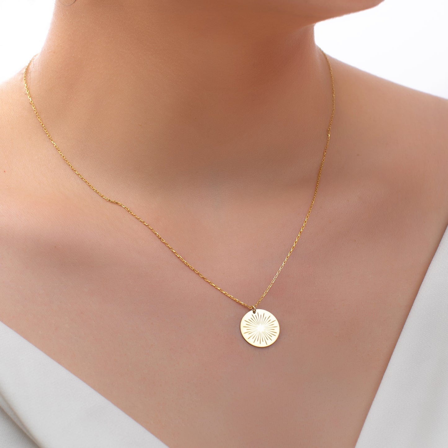 925 Sterling Silver Sun Symbol Charm Necklace